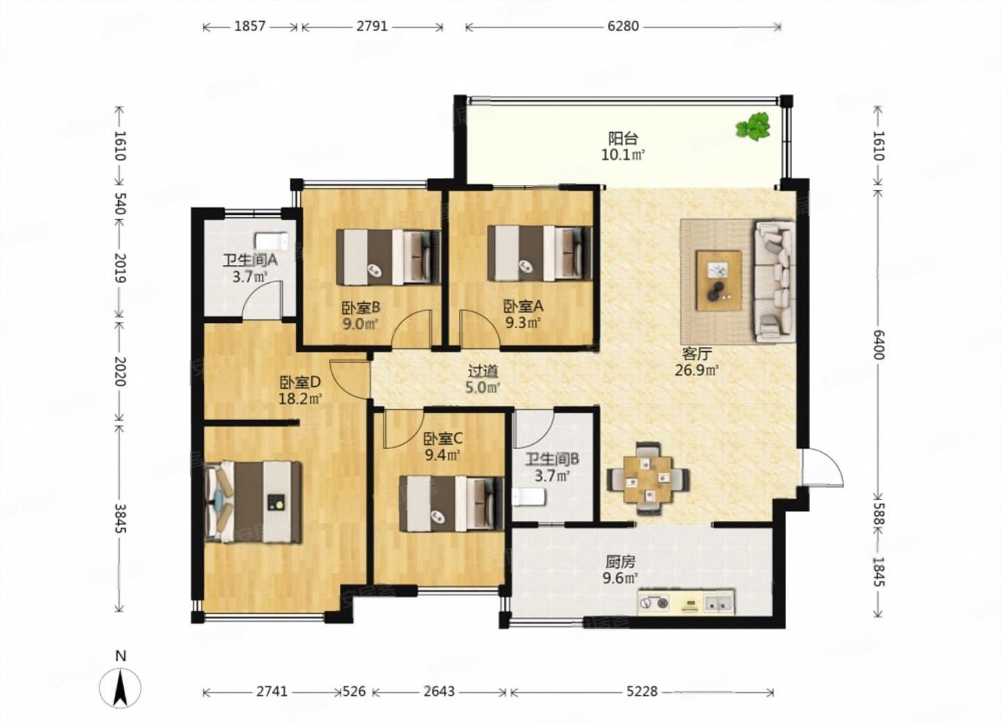 金科天宸电梯小洋房4房2卫看中可谈环境好拎包入住