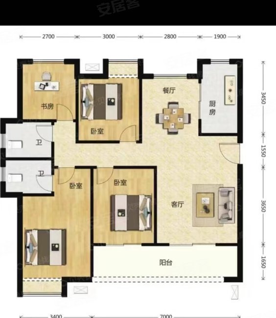 蓬安新法院小区4室2厅2卫150㎡西42.8万