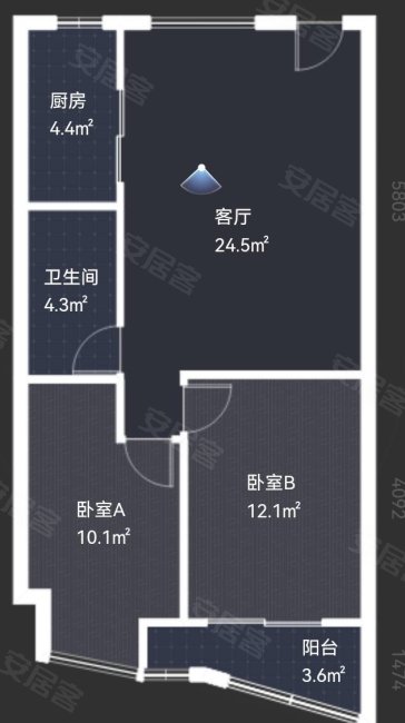 广盛嘉园2室2厅1卫91㎡南北185万