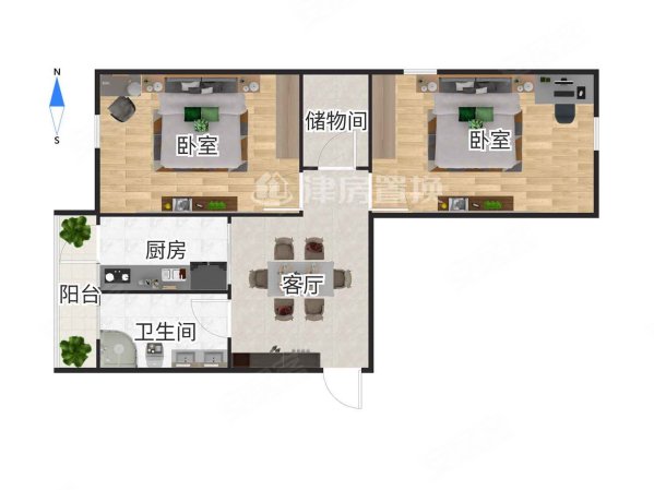 宾水北里2室1厅1卫58.29㎡东西145万