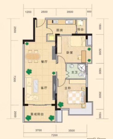 伟业氧立方2室2厅1卫81.88㎡南68万