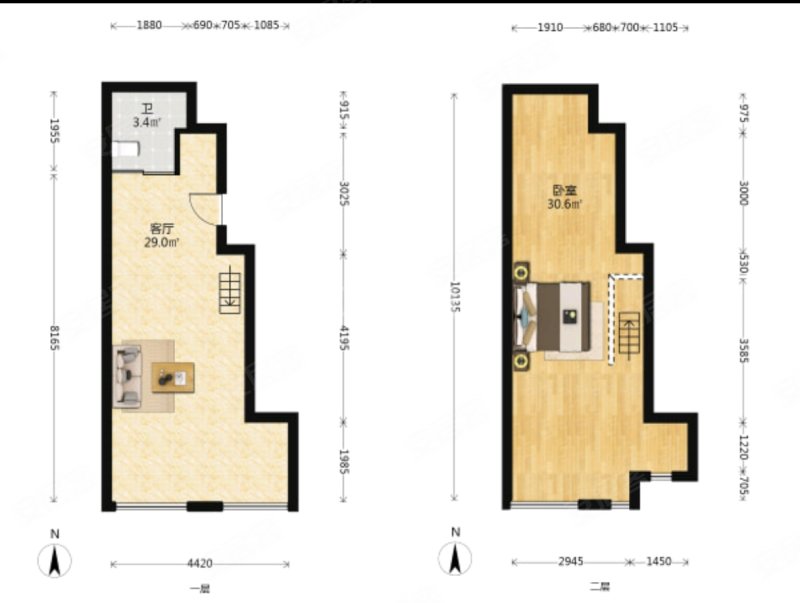 祥源城(商住楼)2室0厅1卫