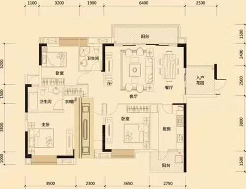 彩虹城3室2厅2卫105㎡南北90万