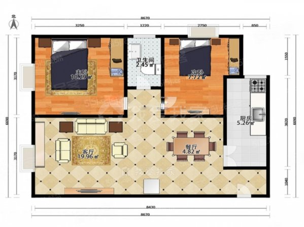 龙亭家园2室2厅1卫82.23㎡西北358万