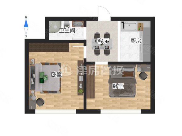 积庆里2室1厅1卫43.27㎡南218万