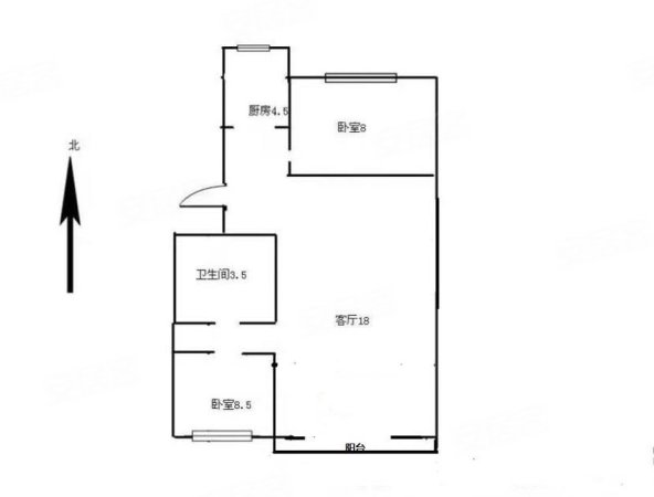 宾阳里小区2室1厅1卫63.18㎡南北137万