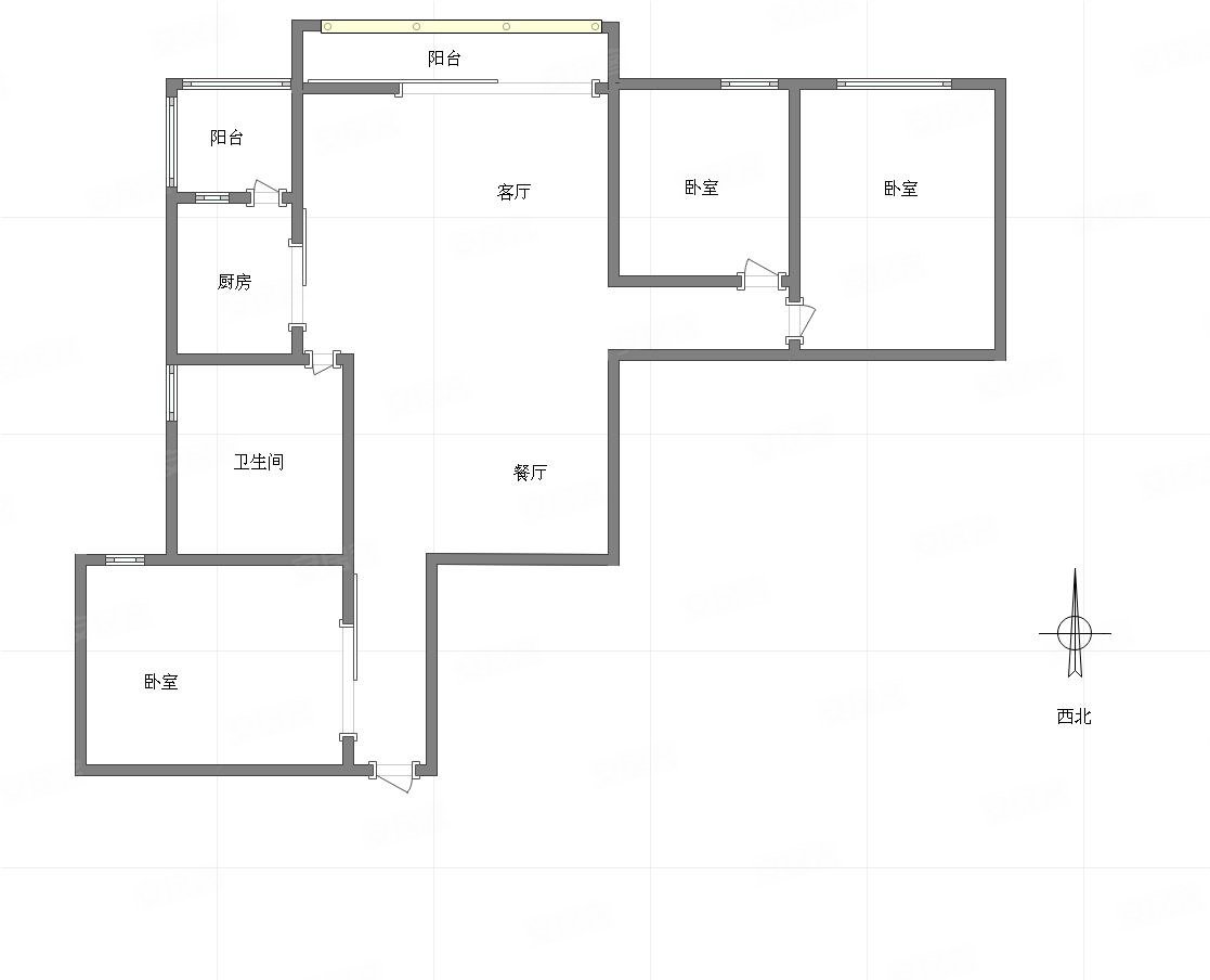 万达广场锋邸3室2厅1卫93㎡南北108万