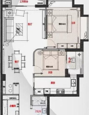 天山大厦2室2厅1卫110㎡南北400万