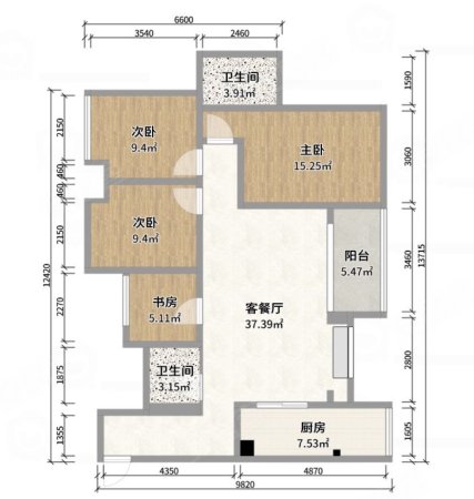 置信府南苑4室2厅2卫113㎡东49.5万