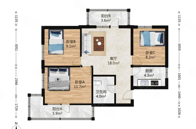 安慧里(二区)3室1厅79.3㎡643万二手房图片