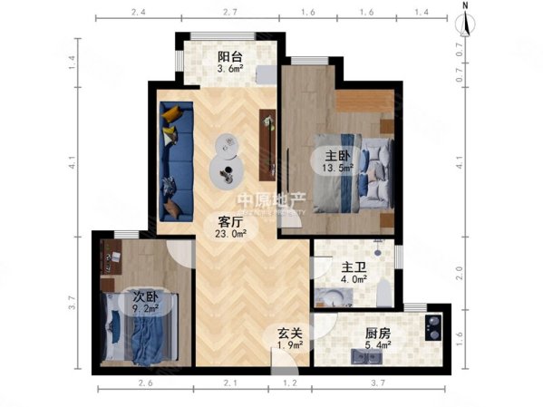 珑著2室2厅1卫93.25㎡南164万