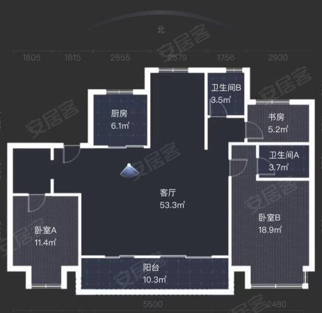 祥生新世纪花园3室2厅2卫126㎡南北169万