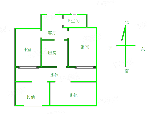 曙光街50号院2室1厅1卫45㎡南北80万