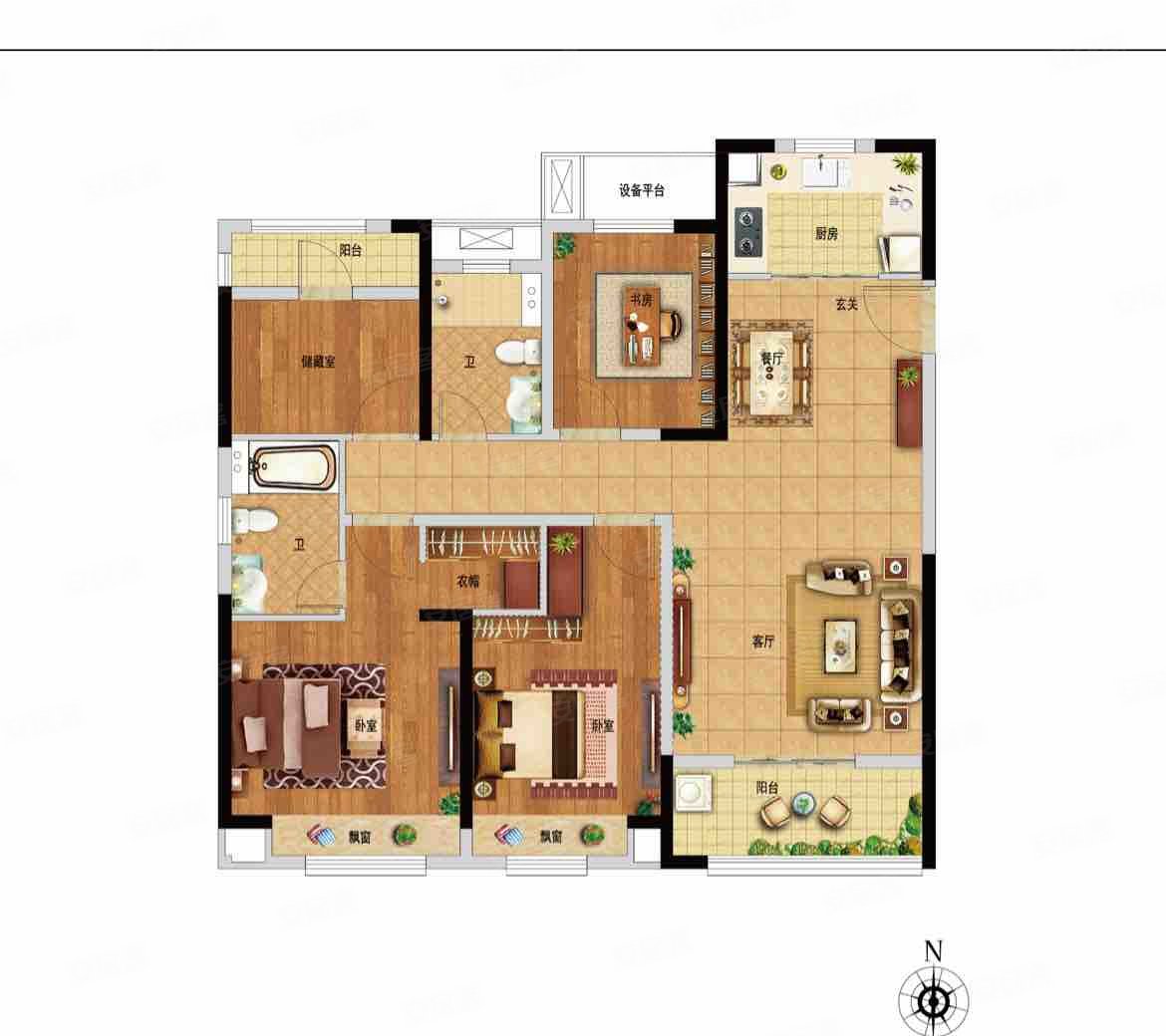 孔雀城学府澜湾4室2厅2卫120㎡南北206万