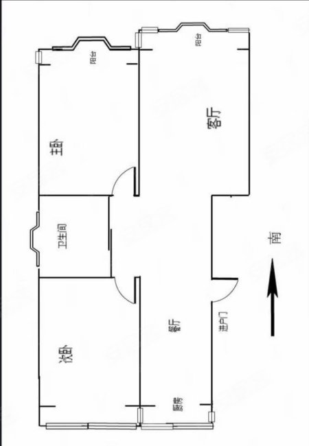 鑫兴君府2室2厅1卫106㎡南北72万