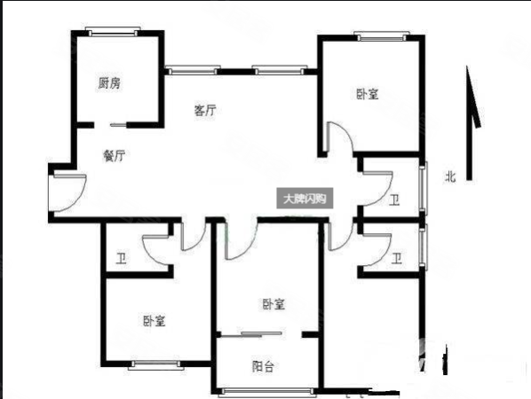 万和星城A区4室2厅2卫121㎡南北65万