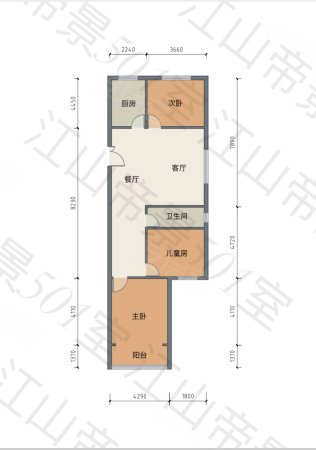 江山帝景3室1厅1卫123㎡南北122万