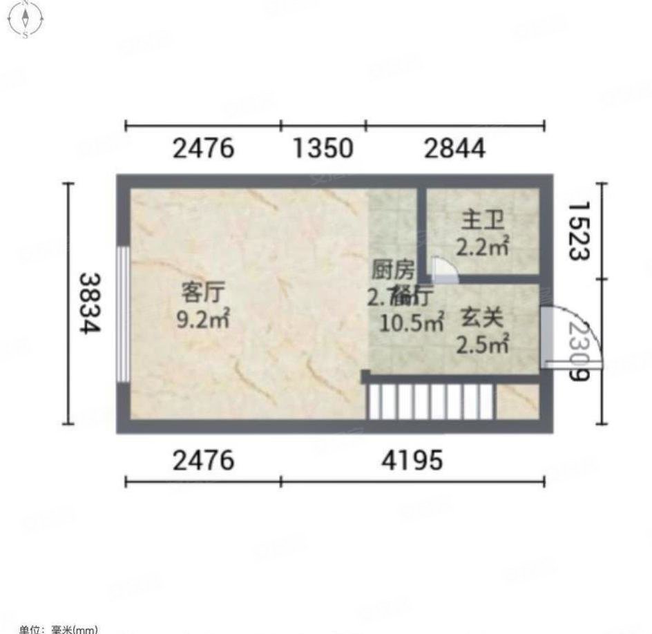 力合阳光城云谷(商住楼)2室2厅2卫35.41㎡南35万