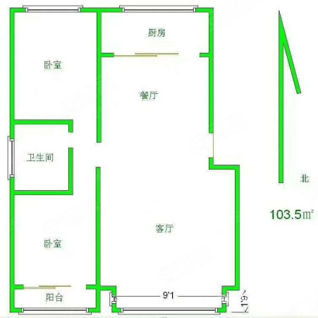 速冻厂宿舍2室2厅1卫86㎡南北51万