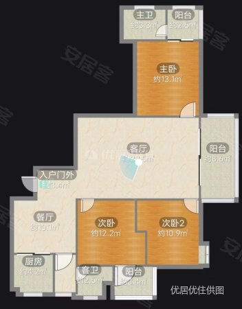 凯翔银座3室2厅2卫133㎡东南79.8万