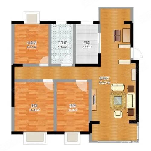 龙城国际  三室精装短住  好户型 好楼层 明卫  拎包入住