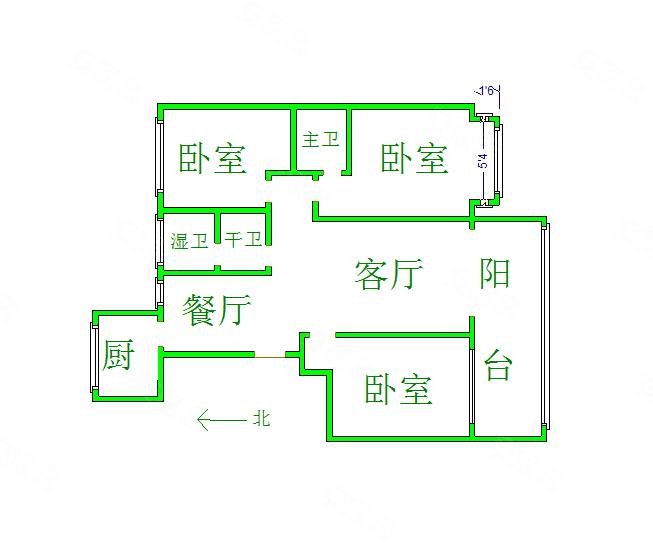 文慧苑3室2厅2卫130.89㎡南北106万