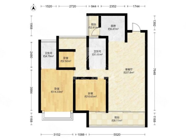 华侨城天鹅堡(顺德)3室2厅2卫120.77㎡南250万