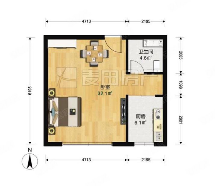 远洋山水(北区)1室1厅1卫61㎡南430万