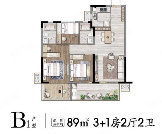 建发五象和悦3室2厅2卫89㎡南北57万