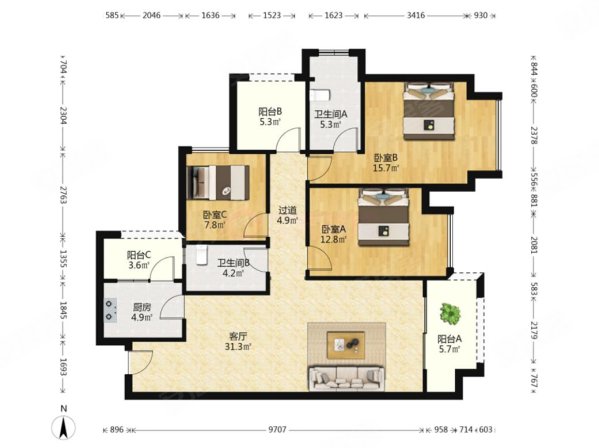 60w法拍房麓铭府奥特莱斯旁环境优美