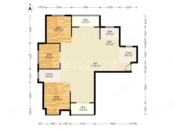 凯旋观邸4室2厅2卫133㎡南北110万