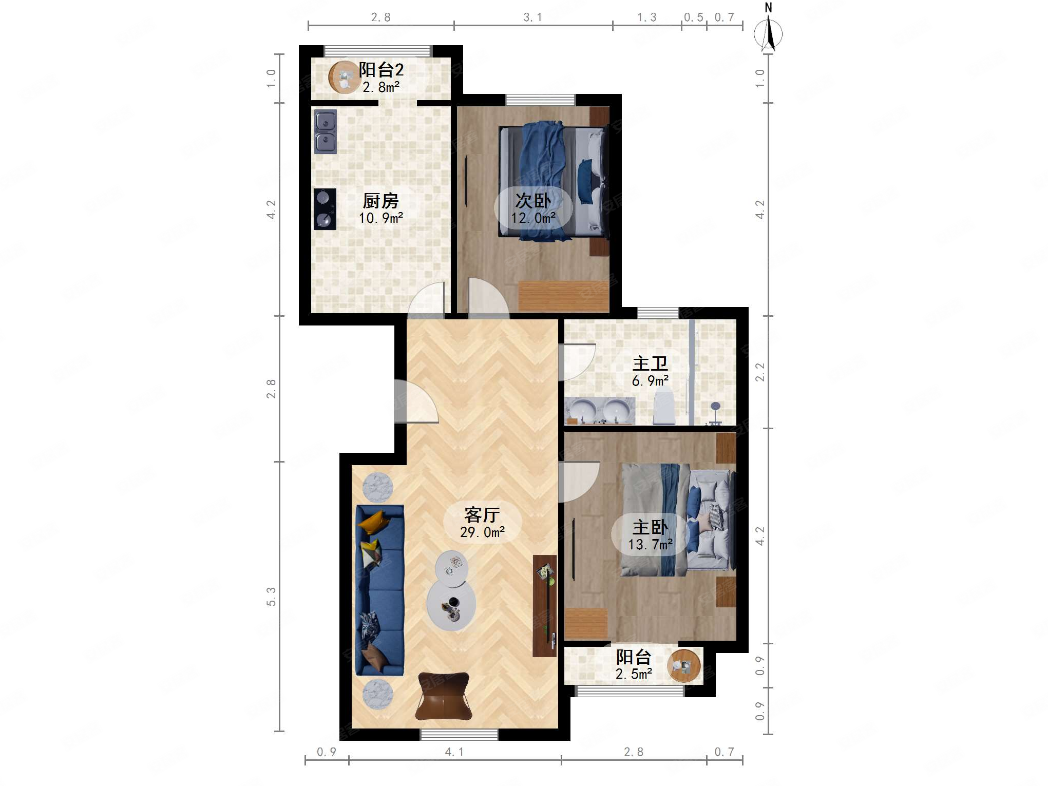 河怡一期新上大两室南北通透h户型精装修有车位,河怡花园二手房,220万