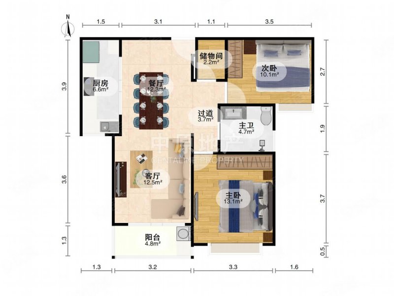 绿洲湖畔花园2室2厅1卫98.91㎡南760万