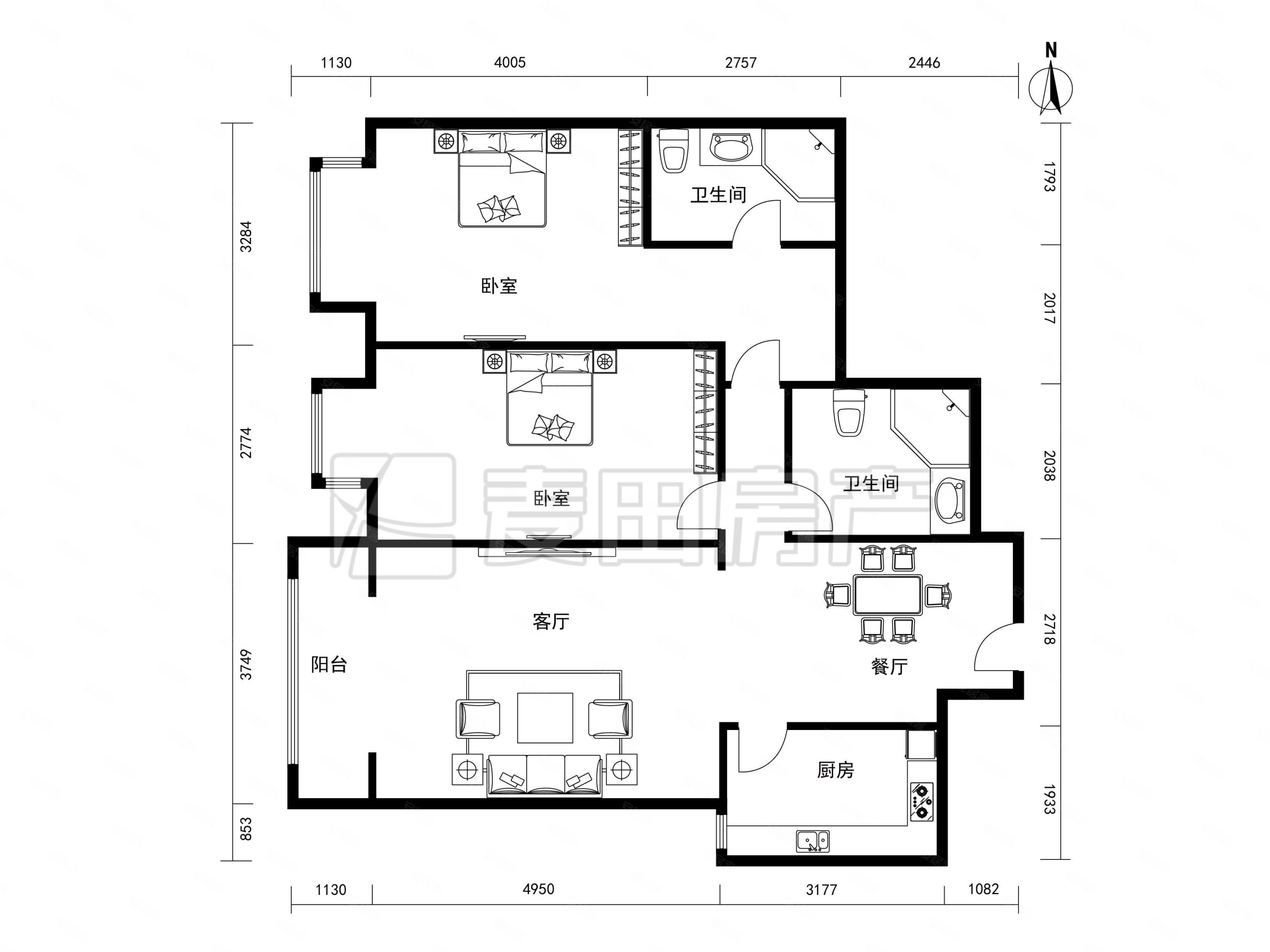 奥森旁 林奥嘉园 两居两卫 户型方正 商圈成熟