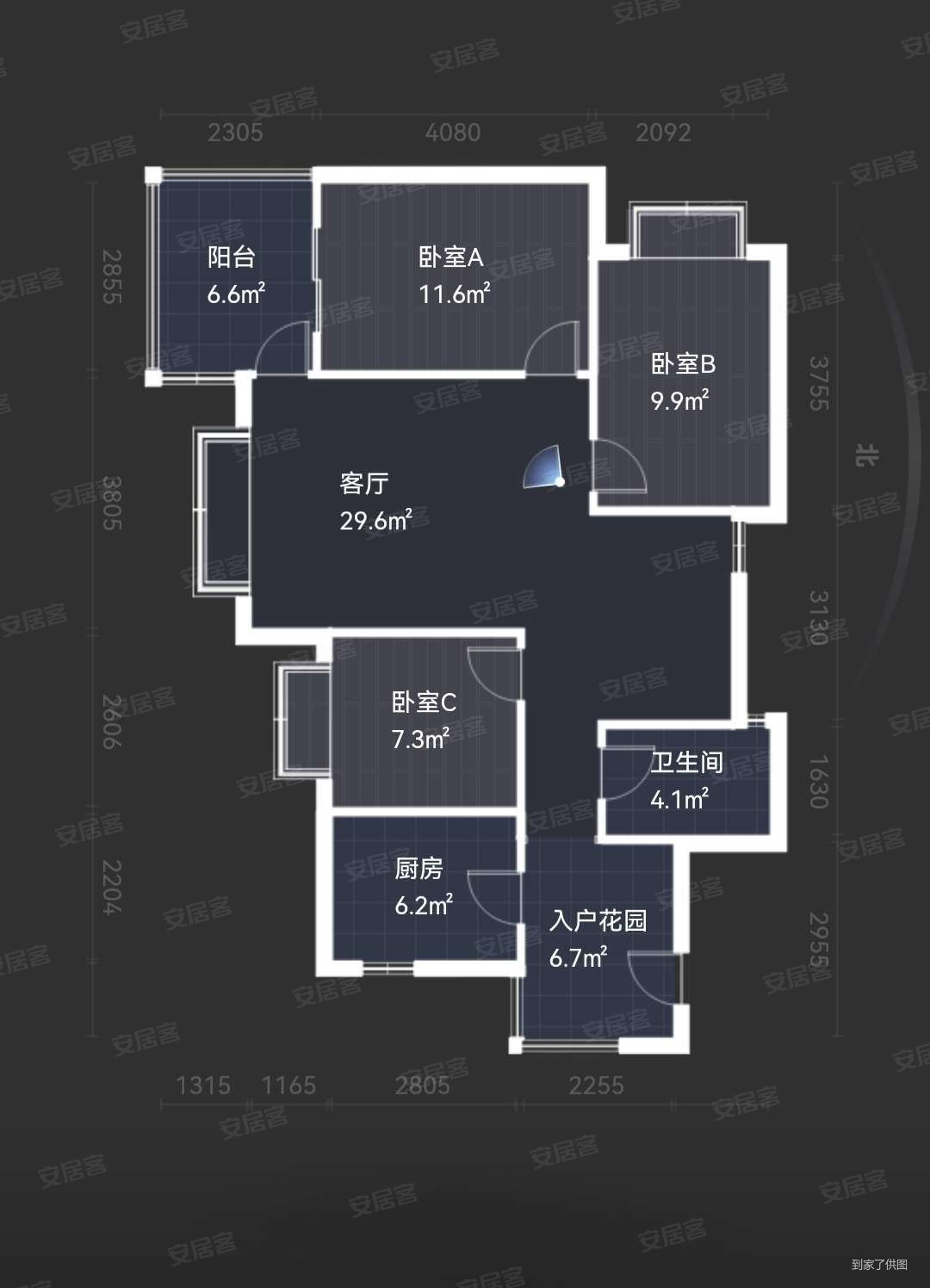 富丽花城3室2厅1卫93㎡北145万
