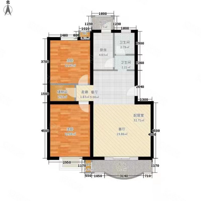 景城府小区3室2厅2卫126㎡南北60万