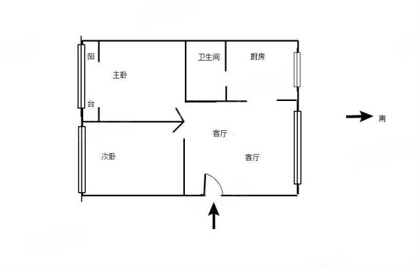 体委大院2室2厅1卫49㎡南北62万