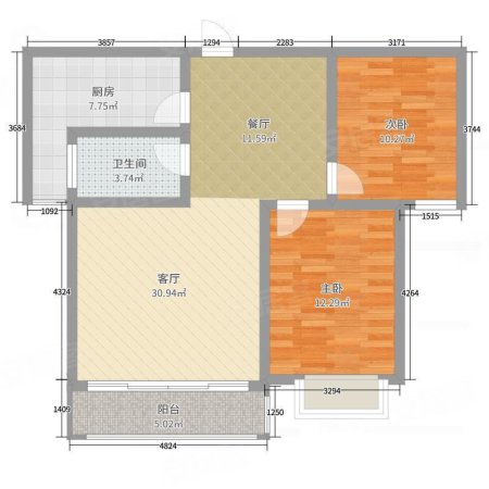 金色龙湾一区2室2厅1卫89㎡南北51万