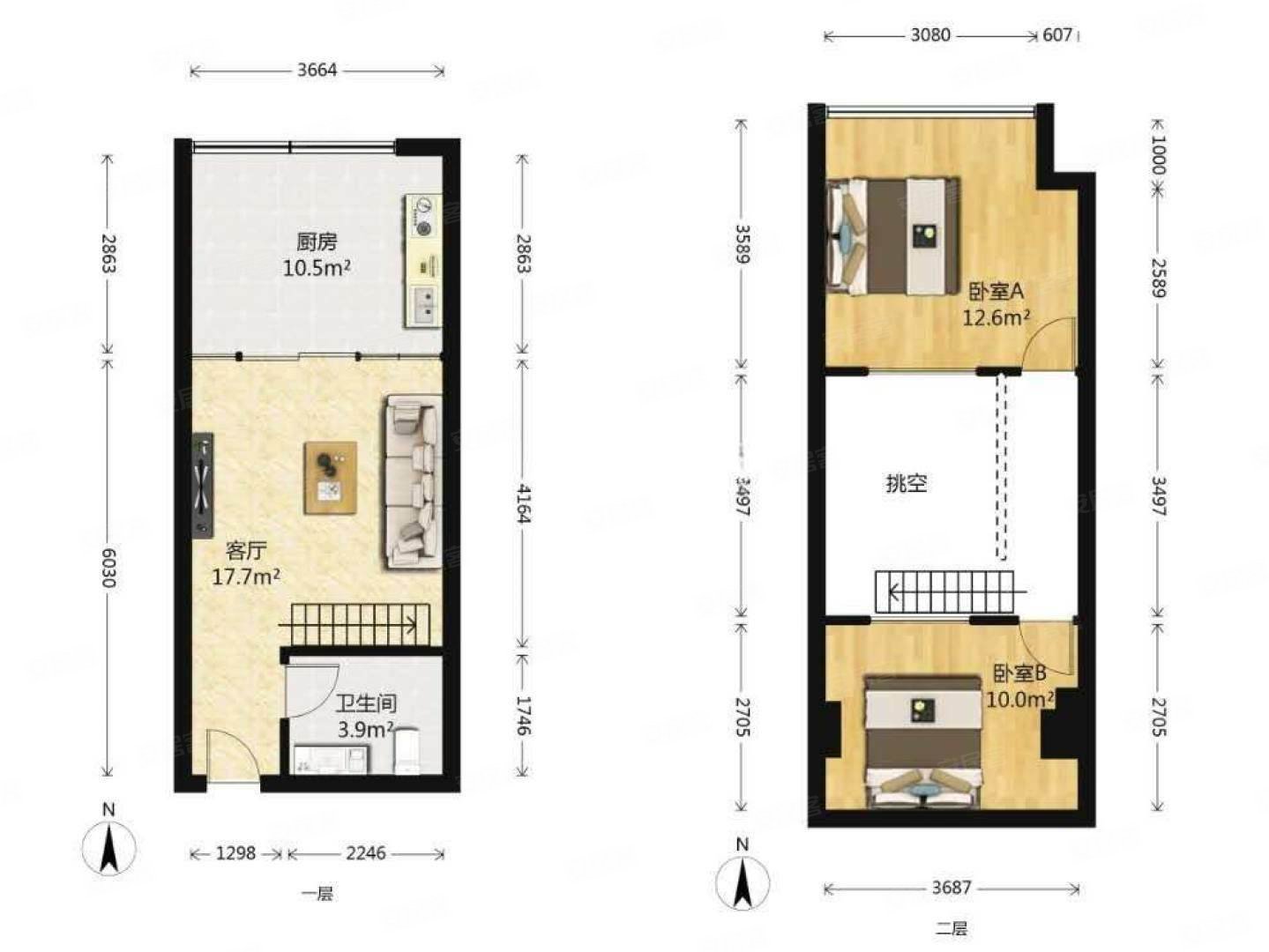 万达旁茜城五月天复式精装2房看房有钥匙
