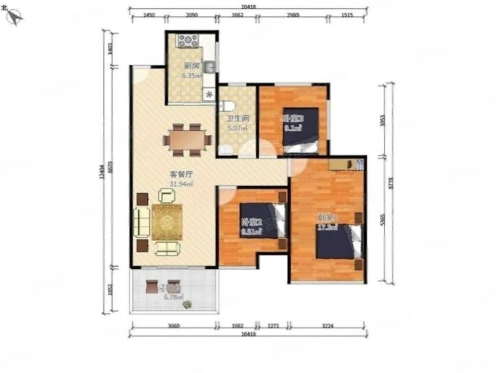 银龙花园3室2厅1卫82㎡南200万