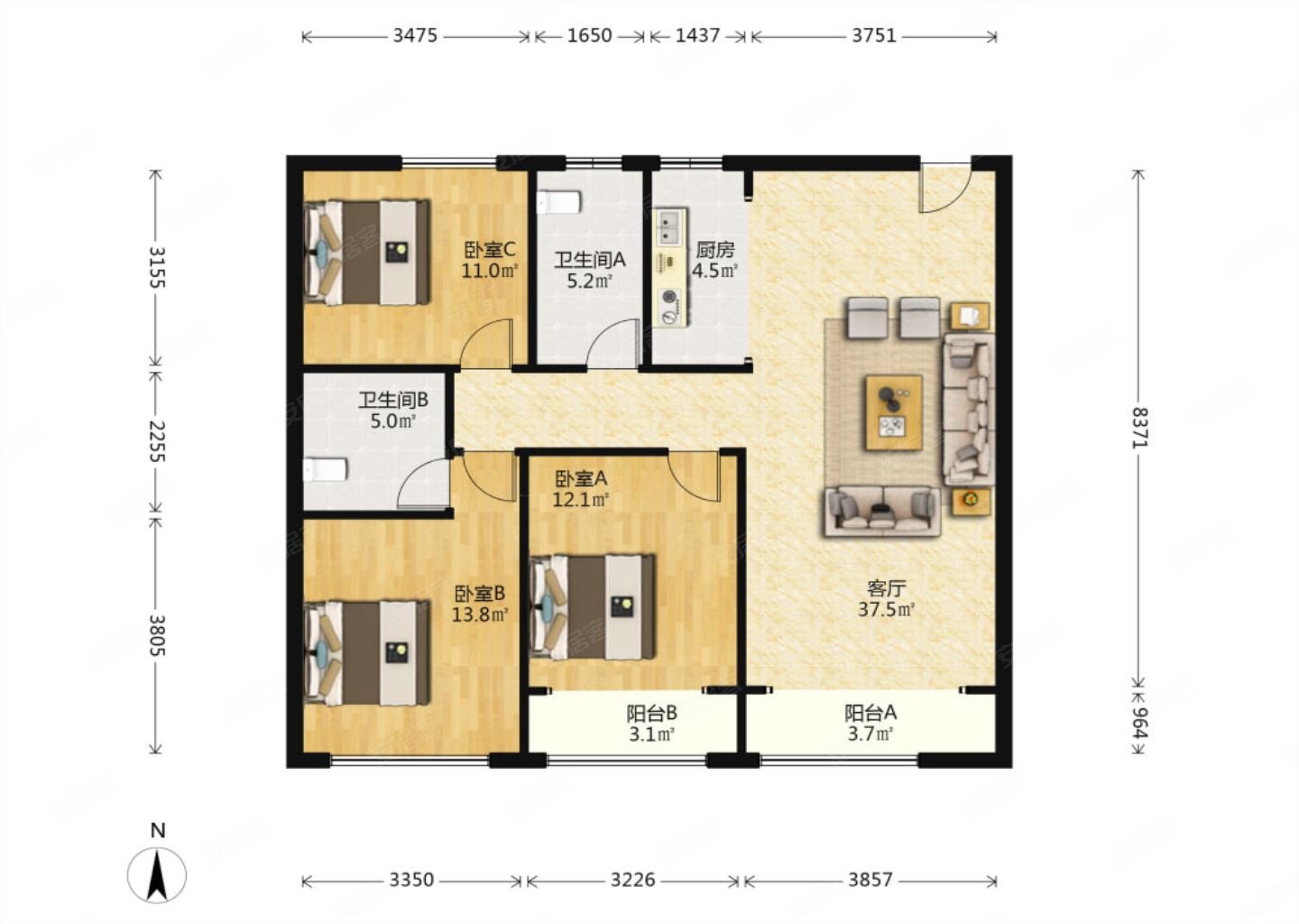 南内环 和平公园 品质小区 精装南北三居室 满二,润景园著二手房,218