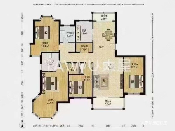 奥塞花园4室2厅2卫162.91㎡南1098万