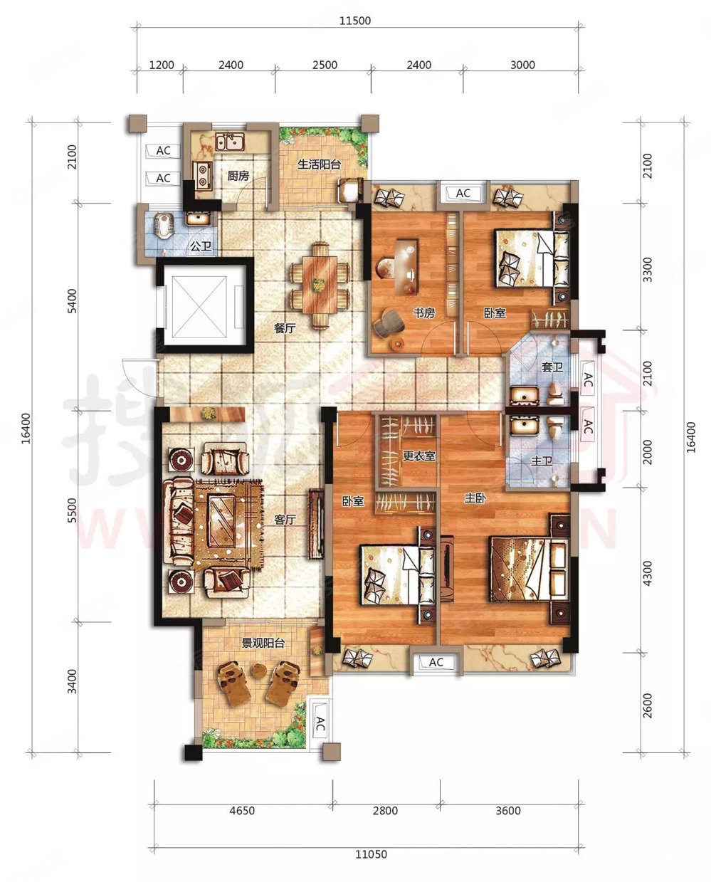 润溪府4室2厅2卫135㎡东南148.5万