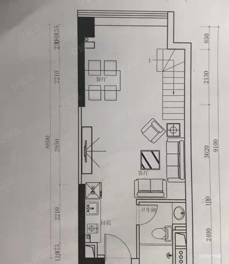 星港城1室1厅0卫53㎡南北50万