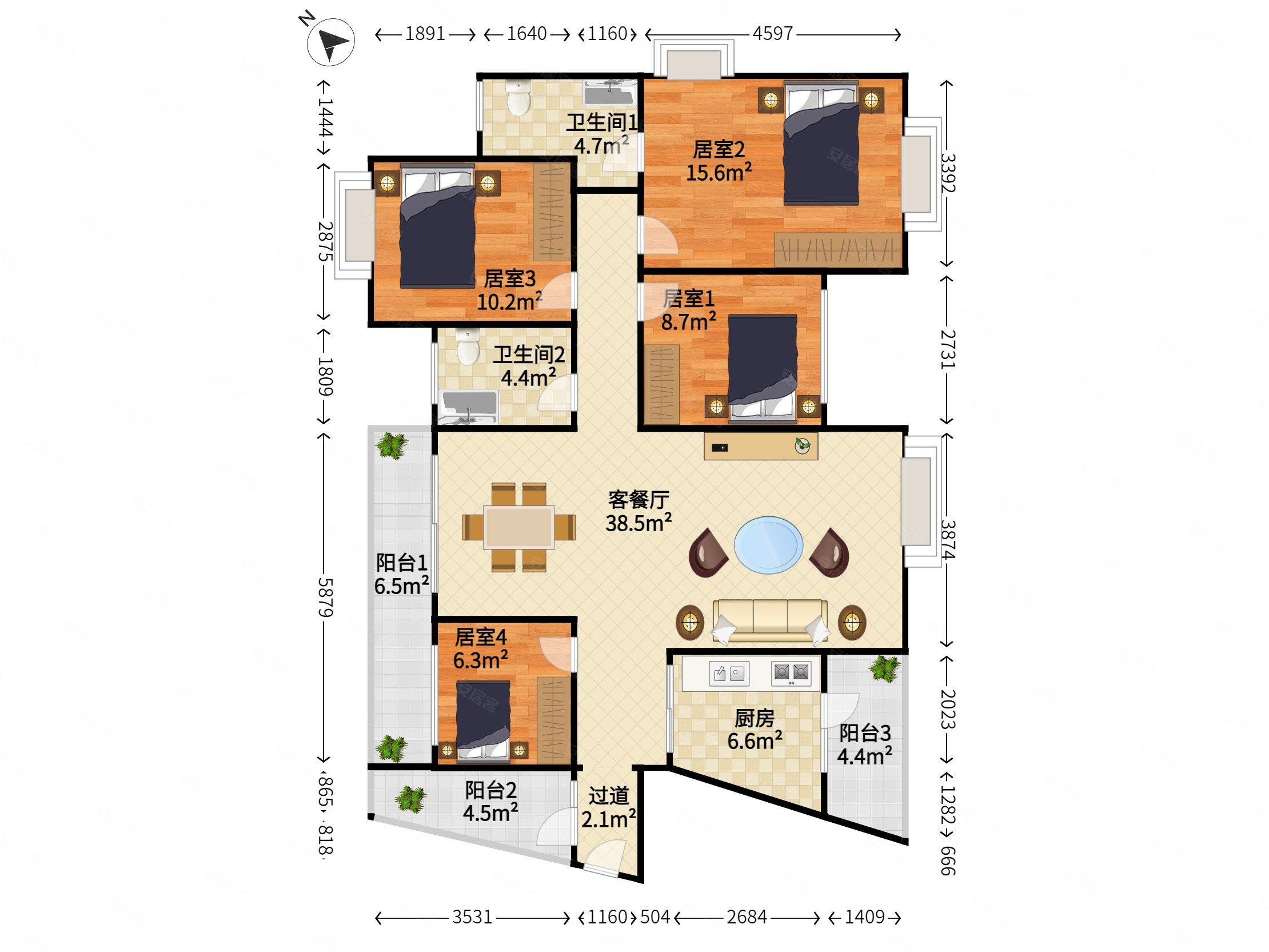 天悦龙庭(一期)4室2厅2卫118.78㎡南0万