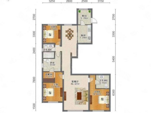 沈阳沈河五爱街雅颂居雅颂居 3室2厅3卫