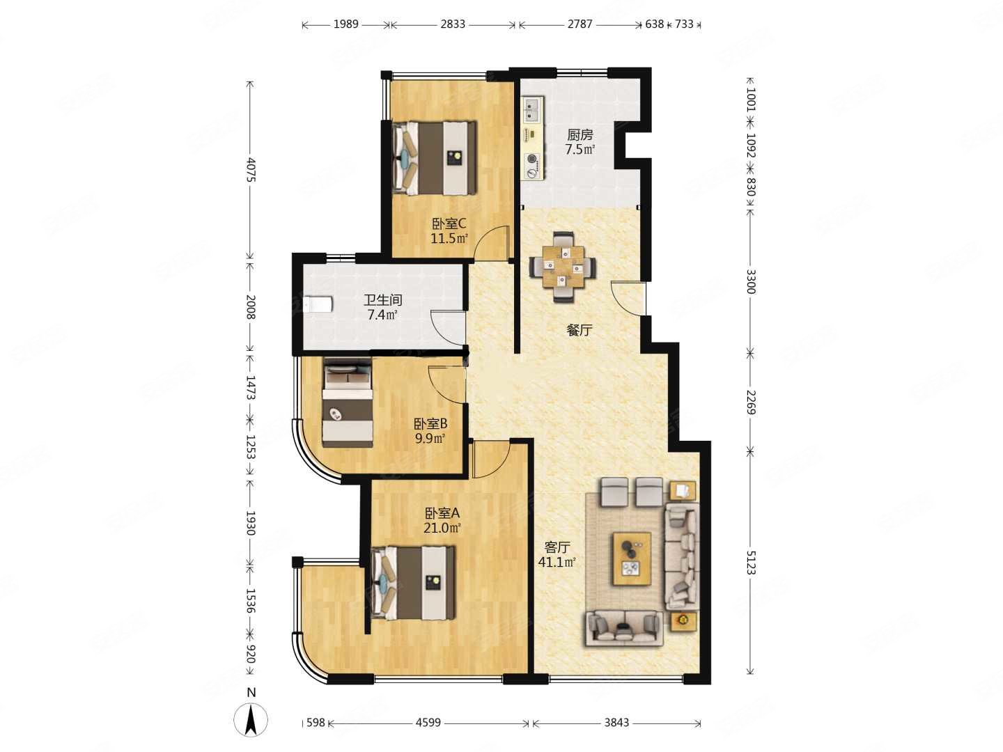 明秀山庄b区315万多层电梯洋房实际129平三室两厅