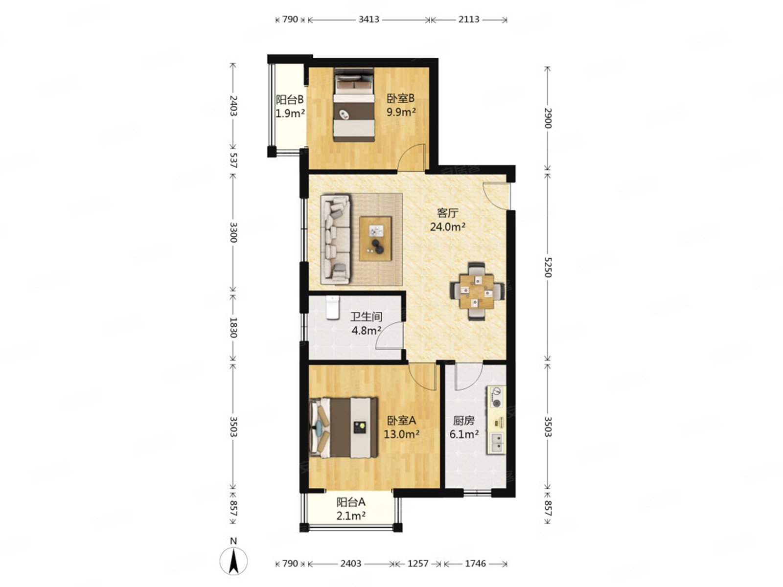 燕京航城产权清晰近医院商业配套齐全出行方便刚需两居