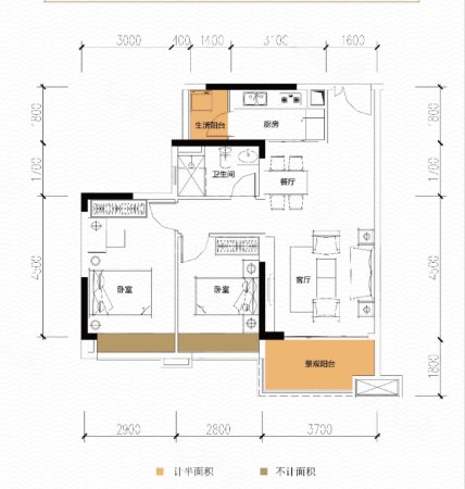 颐华府2室2厅1卫86㎡东65万