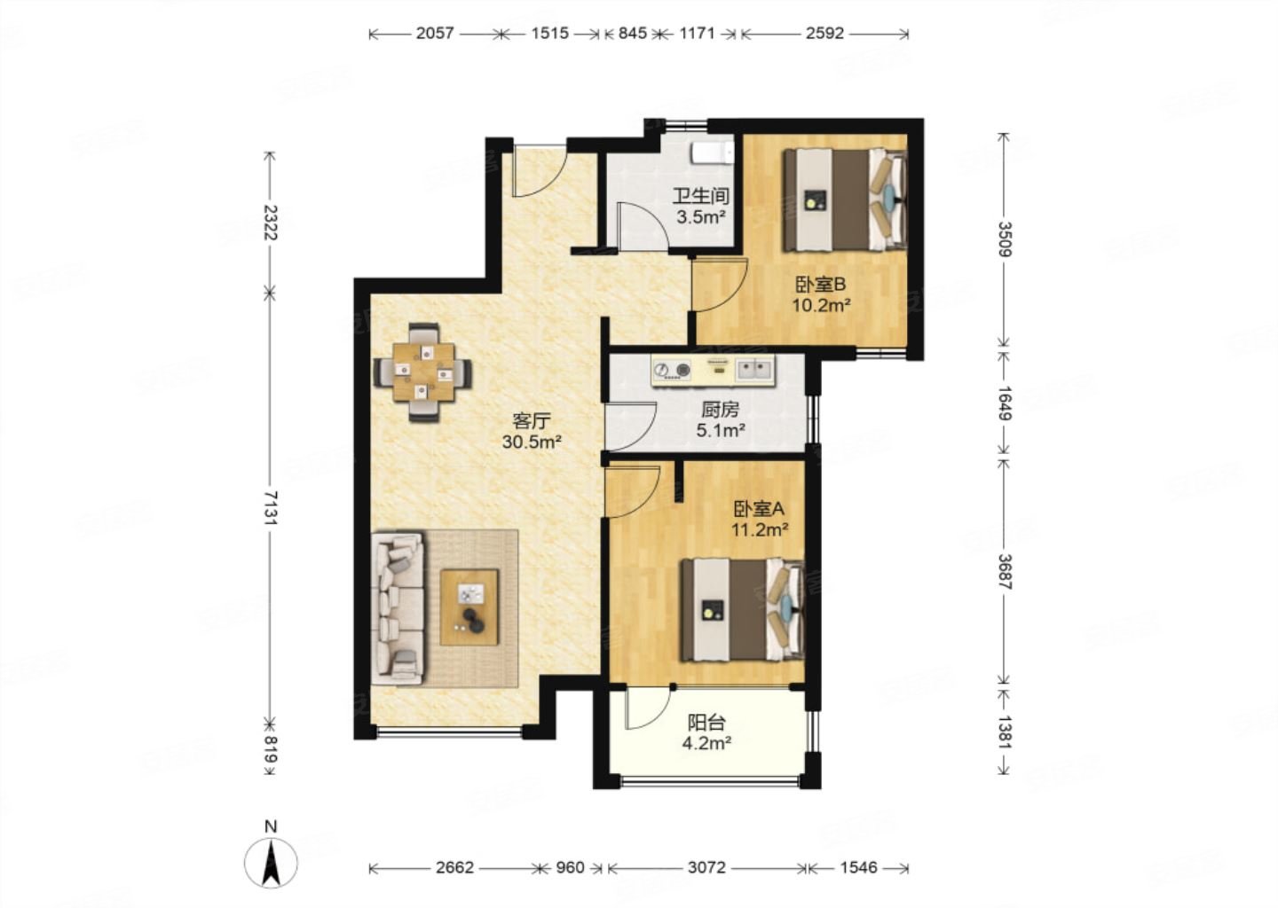 万科四季花城精装套二户型方正看房方便价格可议